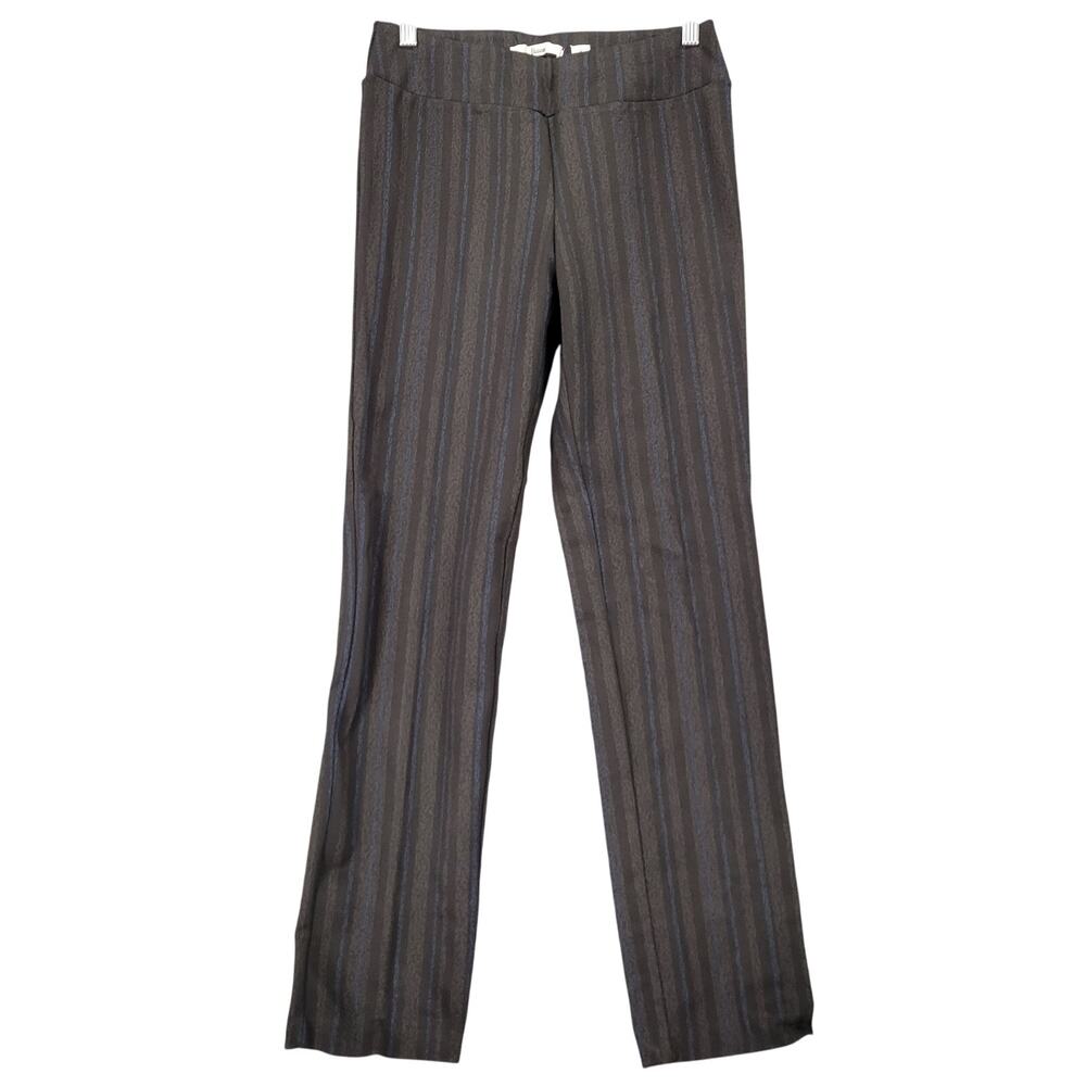 Ilusion Gray Pants Stretch Trousers Preppy Stripe Elastic Waist Womens Size 6